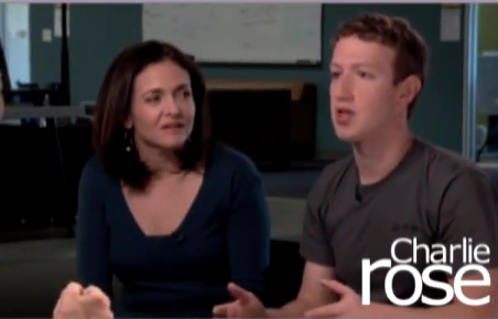 Facebook CEO马克·扎克伯格(Mark Zuckerberg)与COO雪莉·桑德伯格(Sheryl Sandberg)参加电视脱口秀节目现场